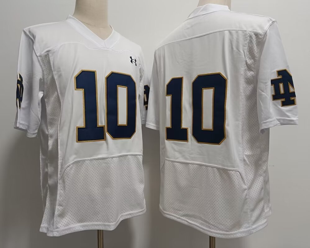 2024 NCAA Men University of Notre Dame #10 Sam Hartman white nike jerseys